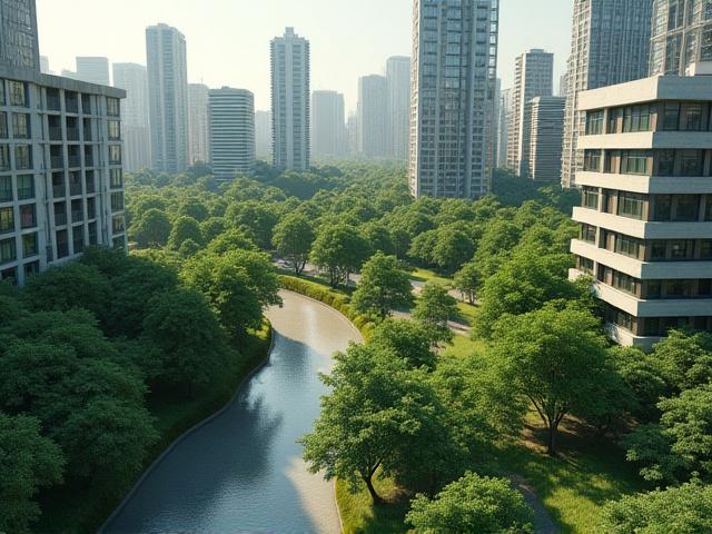 Tidsforløp animasjon av urban vekst som møter natur